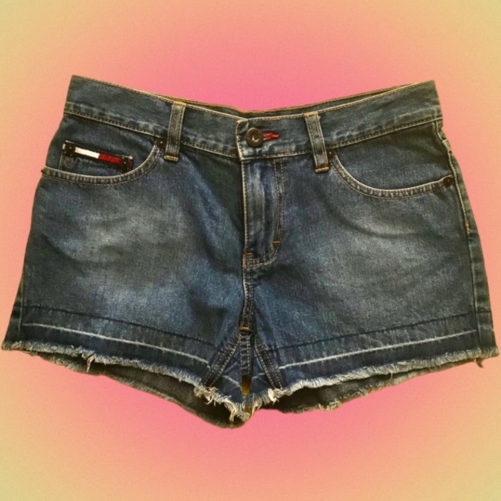 Y2K Tommy Hilfiger Released Hem Denim Short Shorts - Picture 1 of 11